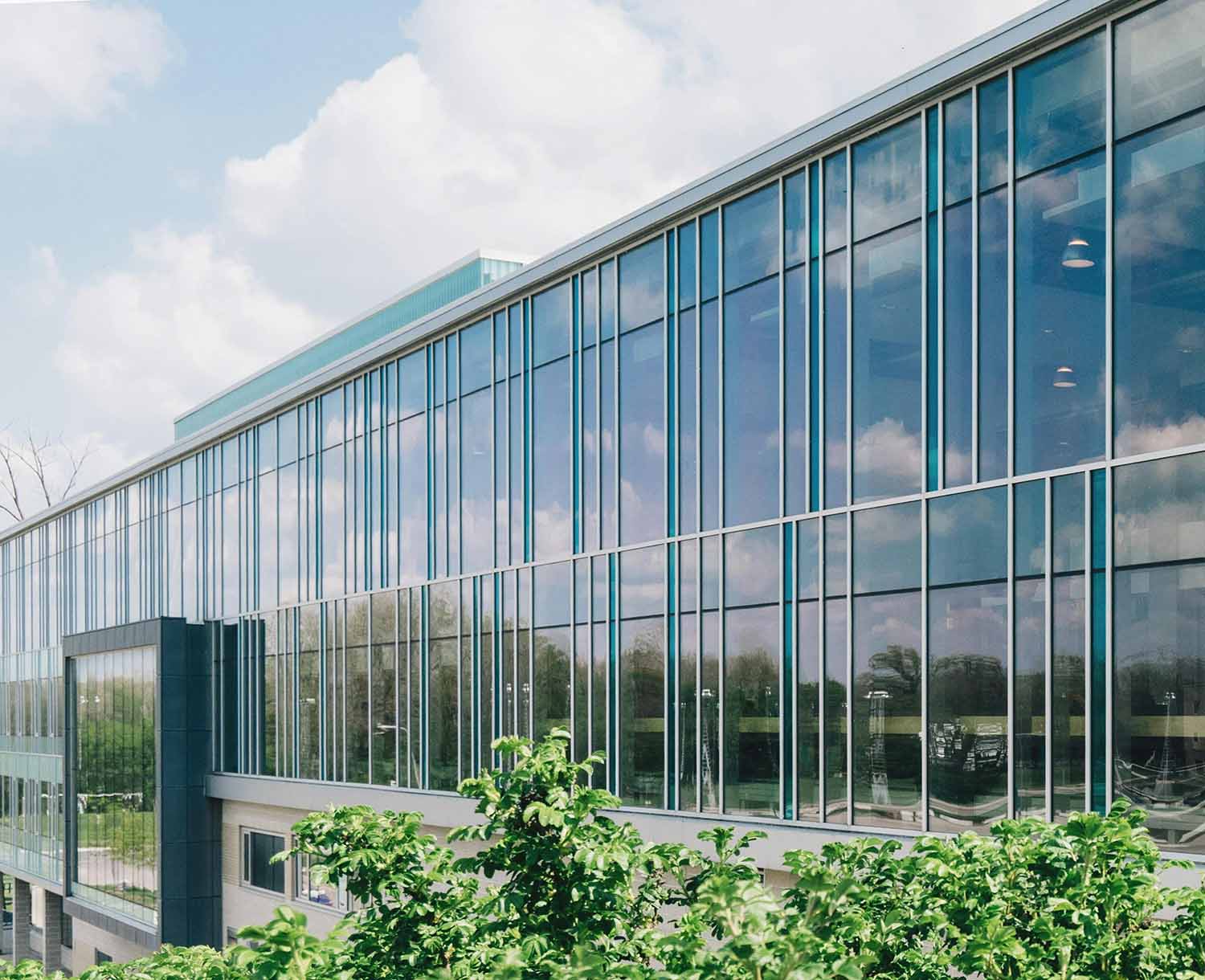 exterior shot of building with large windows